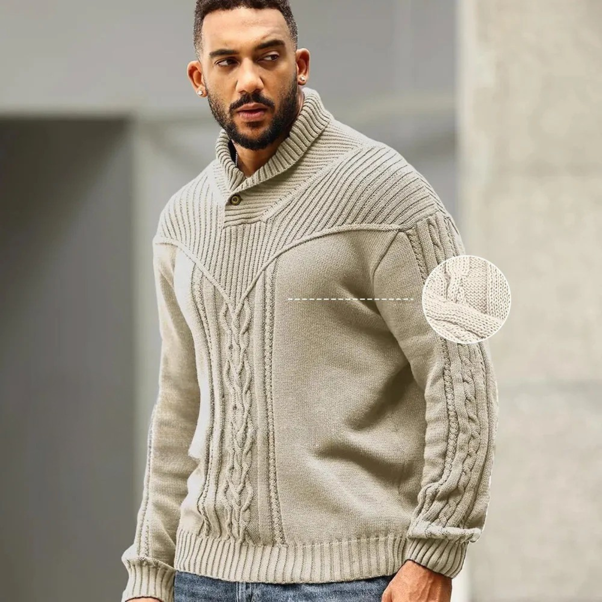 The Stockbridge Men’s Ribbed Knit Button Neck Winter Jumper 3