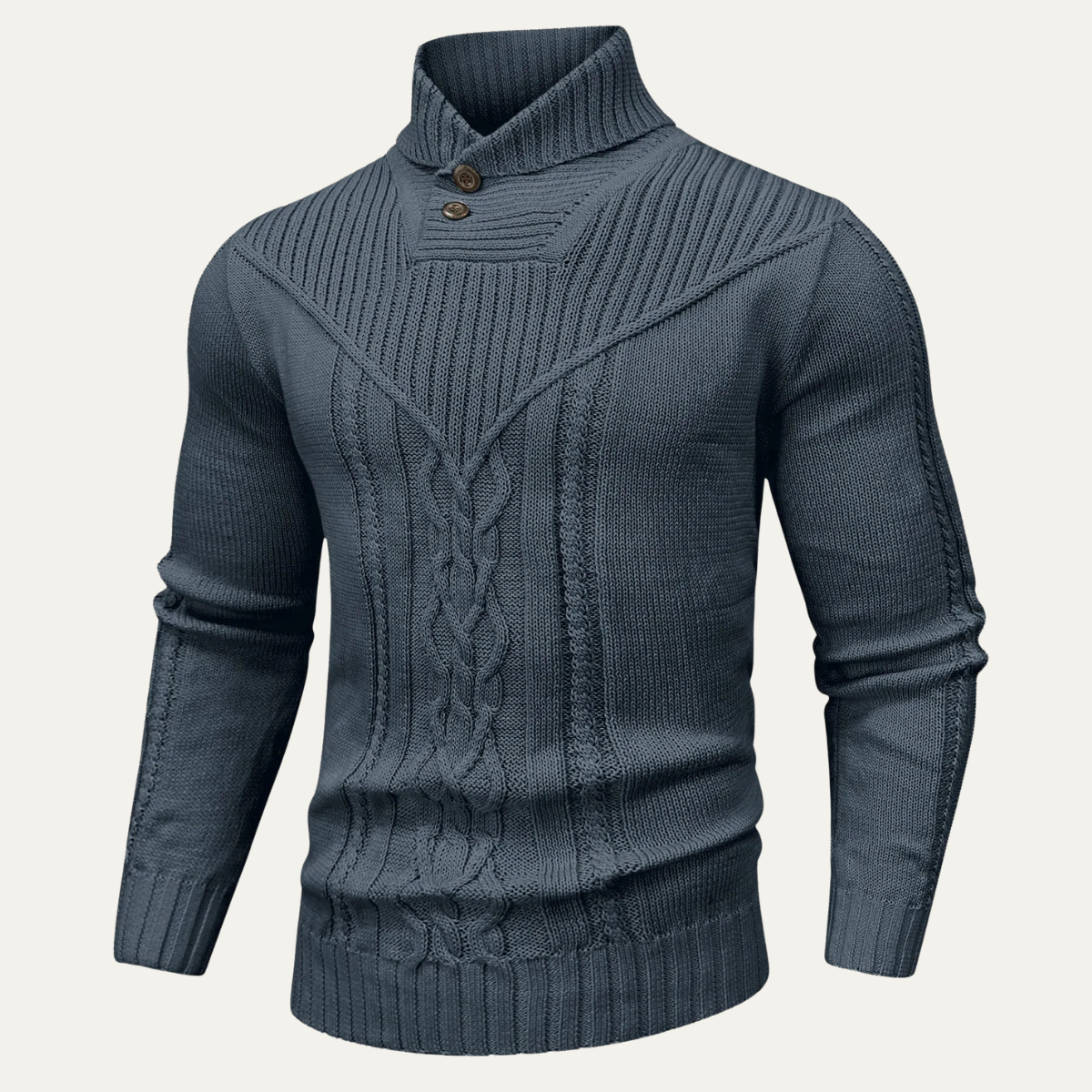 The Stockbridge Men’s Ribbed Knit Button Neck Winter Jumper 6