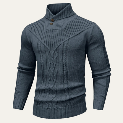 The Stockbridge Men’s Ribbed Knit Button Neck Winter Jumper 6