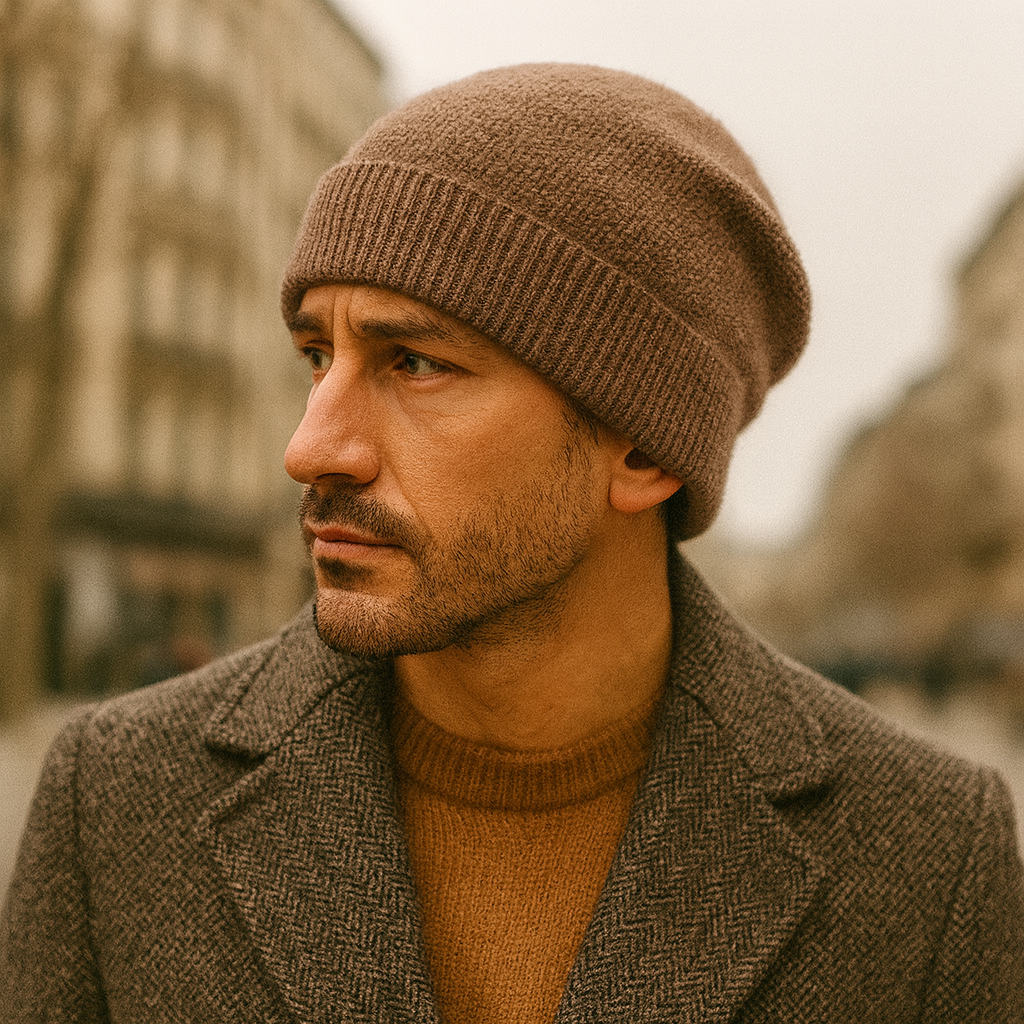 The Thornton Men’s Warm Ribbed Knit Cashmere Beanie Hat 1