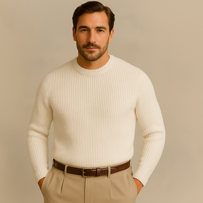 The Tokyo Merino Wool Ribbed O-Neck Jumper 1
