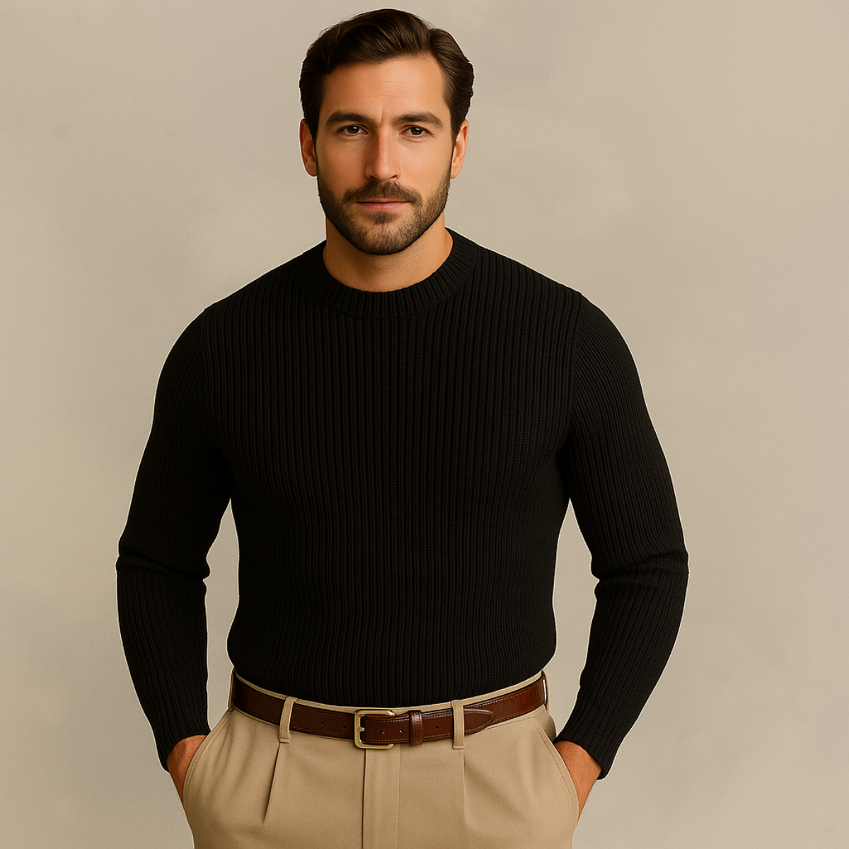 The Tokyo Merino Wool Ribbed O-Neck Jumper 3