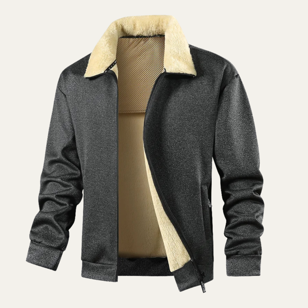 The Torino Men’s Winter Fleece Lined Lambswool Jacket with Fur Collar 4