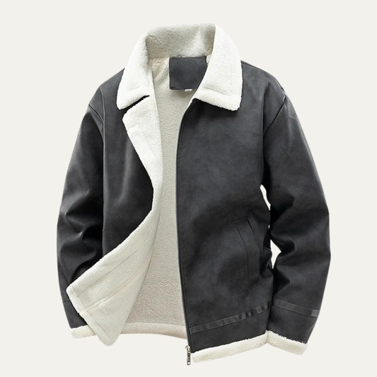 The Venezia Men’s Suede Winter Fleece Lined Aviator Jacket 0