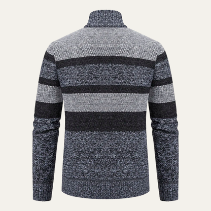 The Viareggio Men’s Knit Warm Striped Zip Cardigan 8