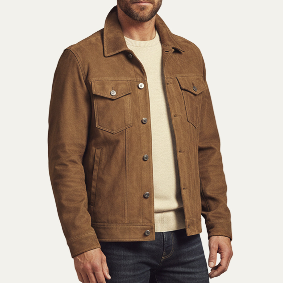 The Vintage Suede Cargo Jacket for Men — Lightweight Outdoor Style 6