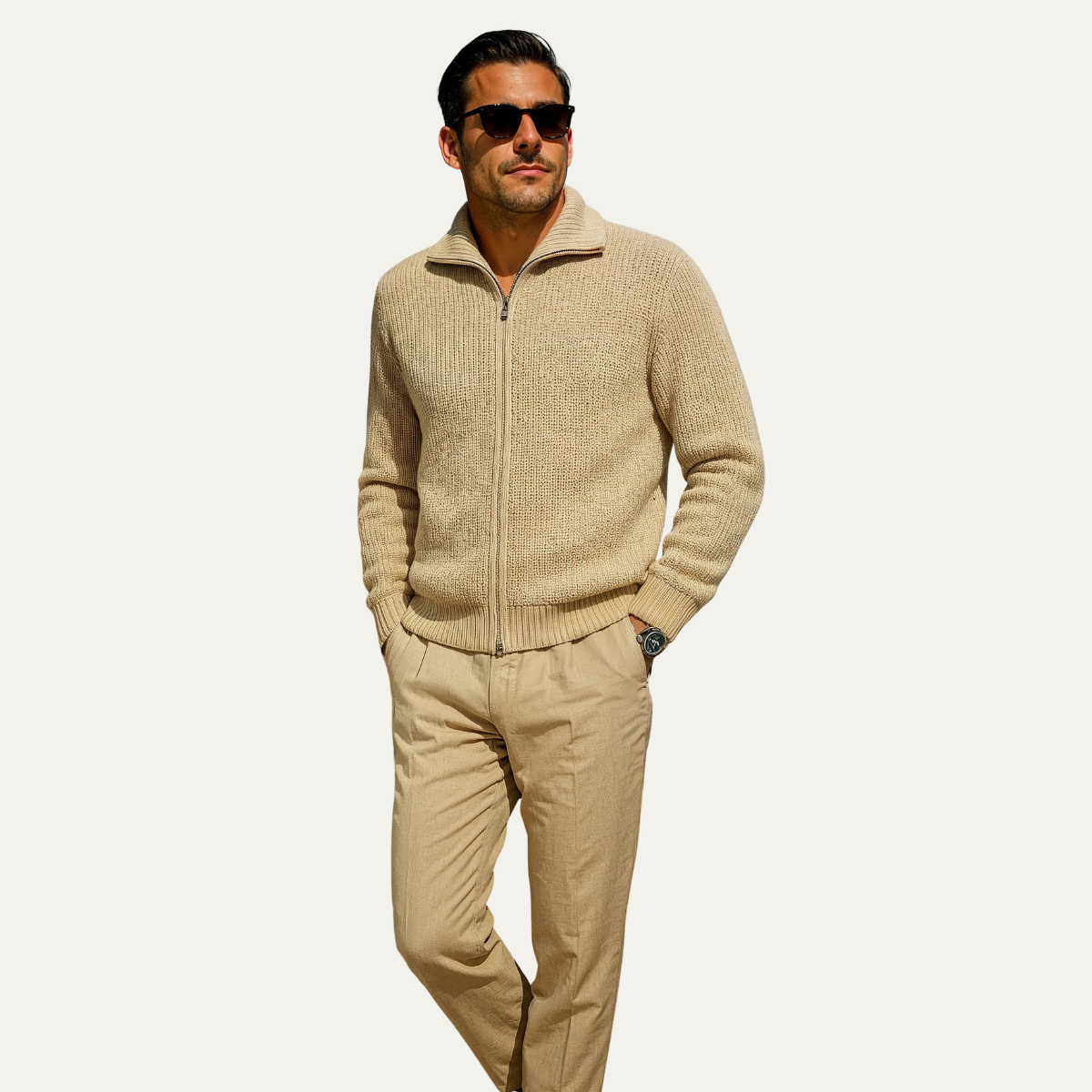 The Weymouth Men's Trendy Chunky Knit Full Zip Jumper 1