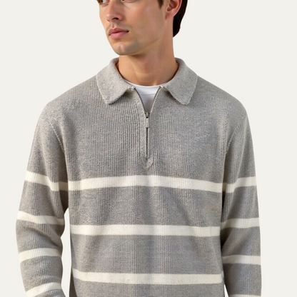 The Woodstock Men's Half Zip Striped Knit Jumper 2