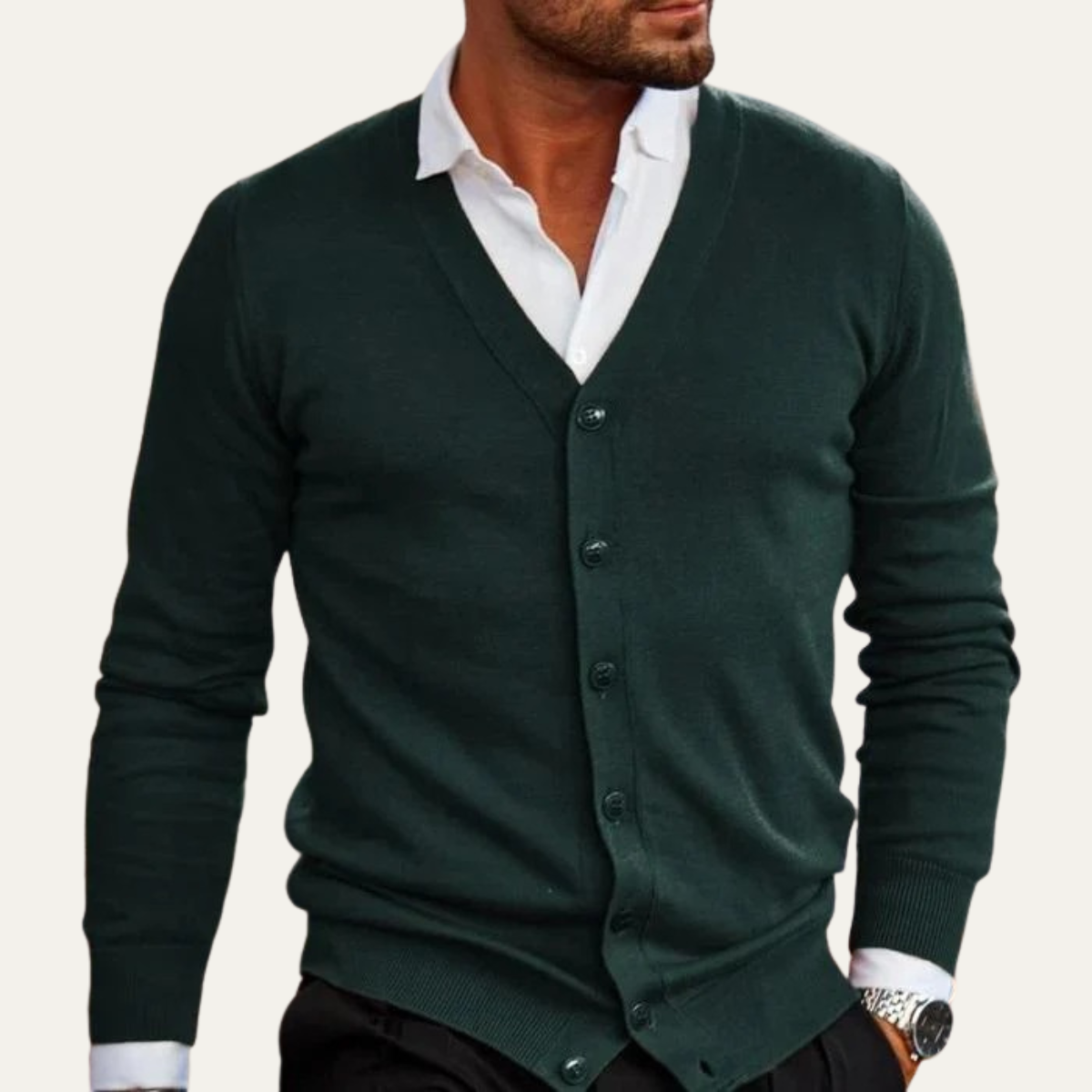The York Men's Elegant Knit Cardigan with Buttons 2