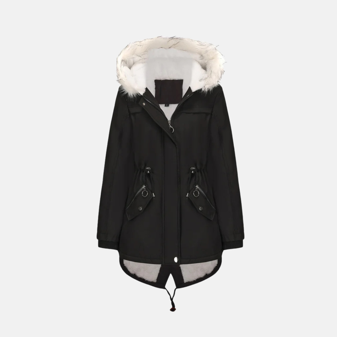 Thea Hooded Parka | Insulated Fur Trim Mid-Length Parka 1