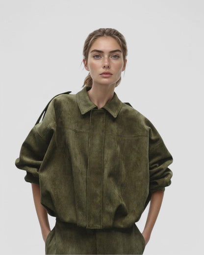 VogeLuxe | Women’s Faux Suede Collared Jacket