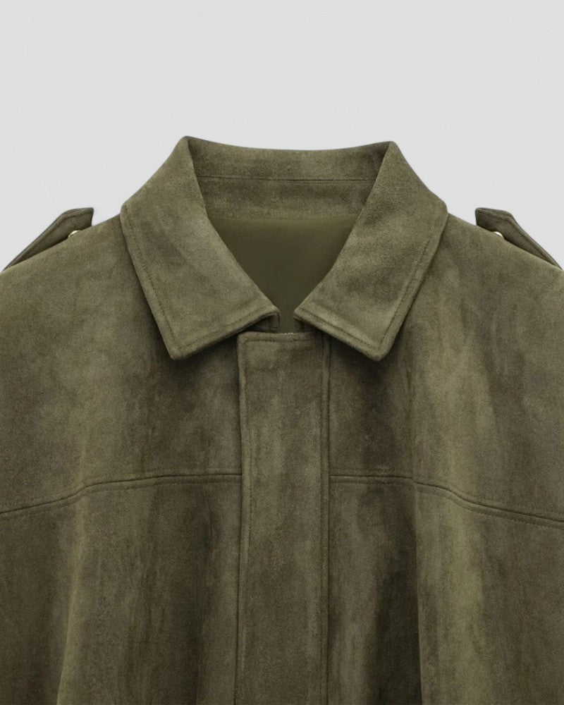 VogeLuxe | Women’s Faux Suede Collared Jacket