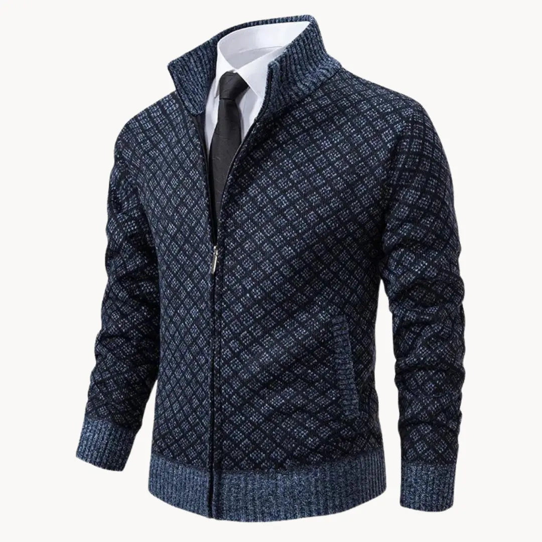 Stylish Men's Patterned Zip Up Sweater Jacket