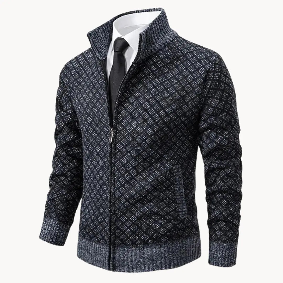 Stylish Men's Patterned Zip Up Sweater Jacket