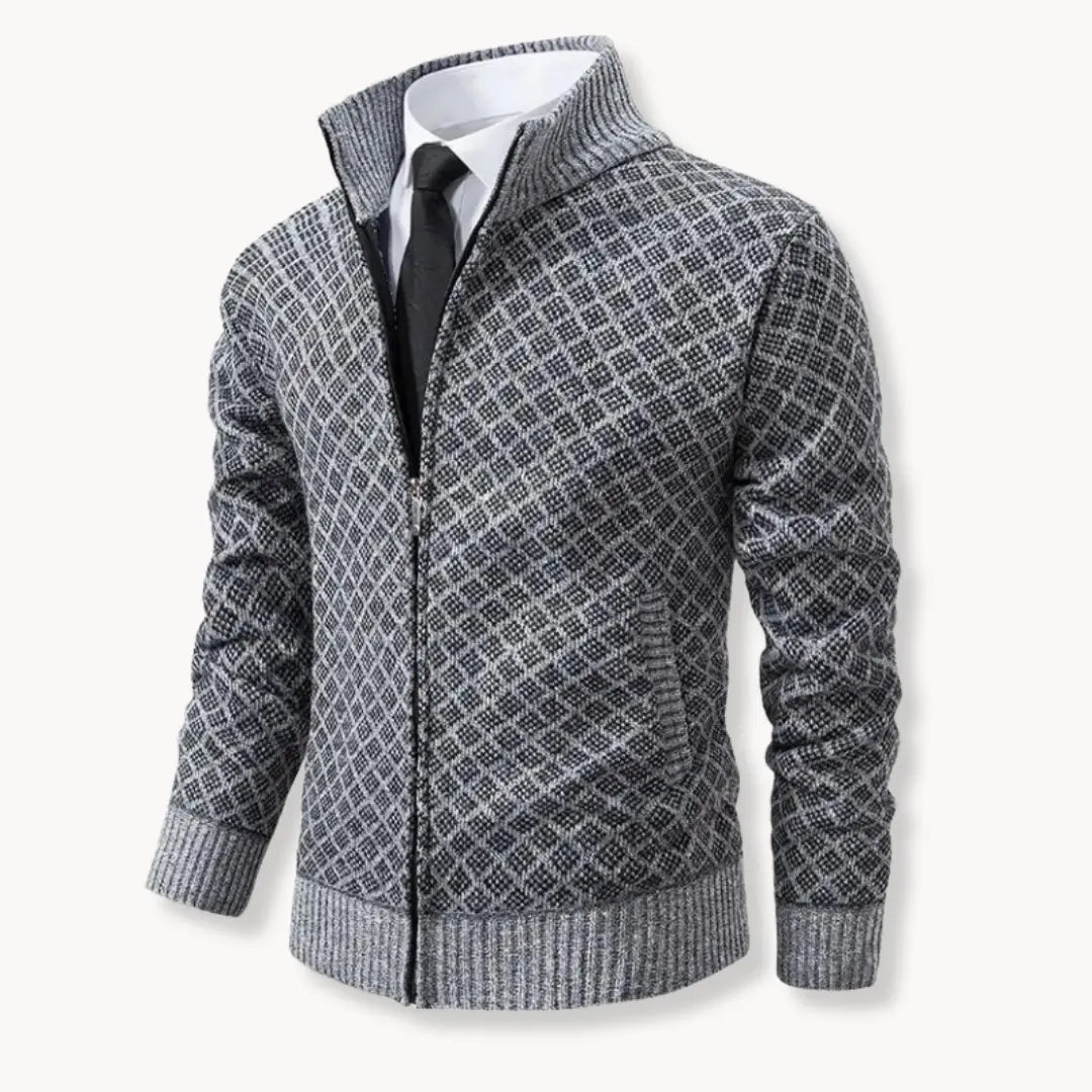 Stylish Men's Patterned Zip Up Sweater Jacket