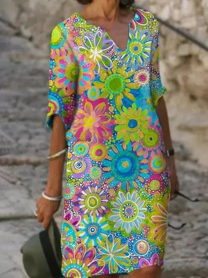 Bright Floral Women's Party Dress