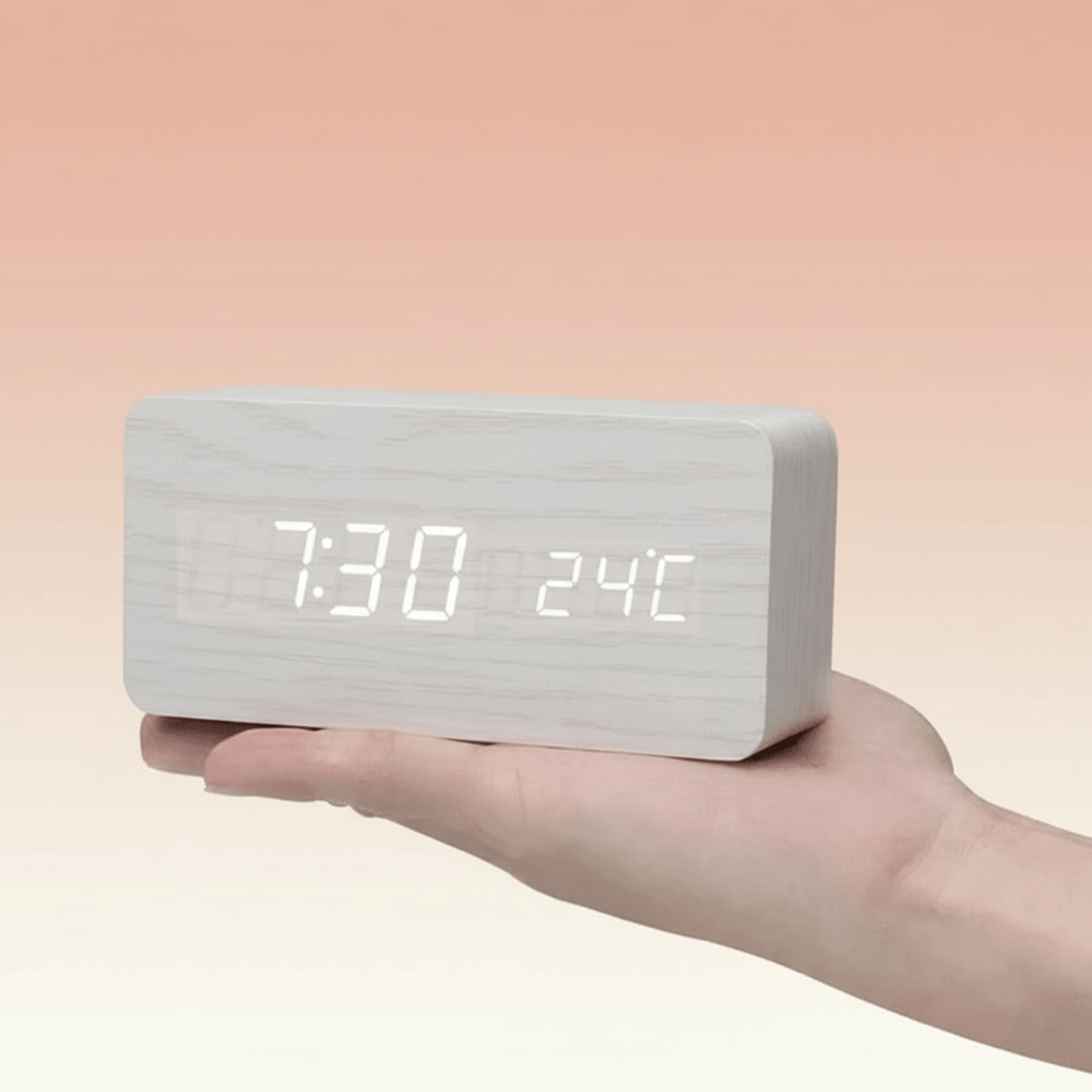 Smart LED Table Clock with Voice Control and Dimming
