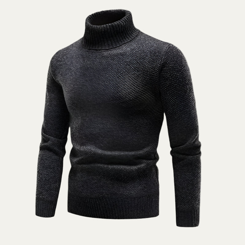 VogeLuxe | Men’s Fitted Micro Textured Turtleneck Sweater