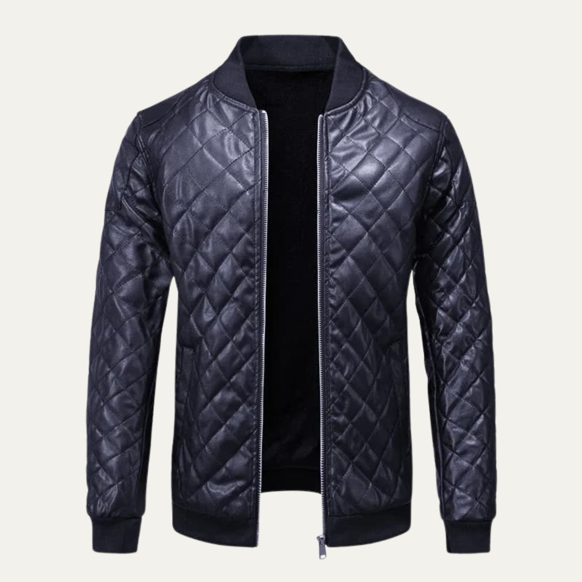 VogeLuxe | Men’s Winter Quilted Faux Leather Bomber Jacket
