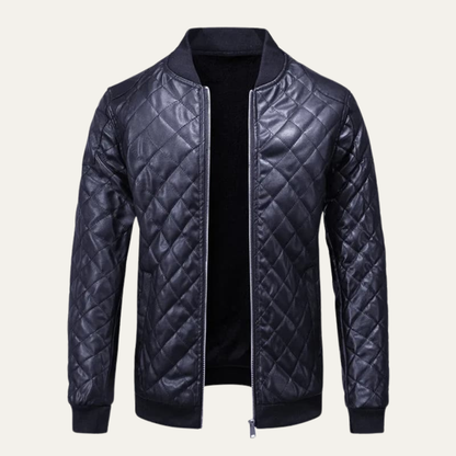 VogeLuxe | Men’s Winter Quilted Faux Leather Bomber Jacket