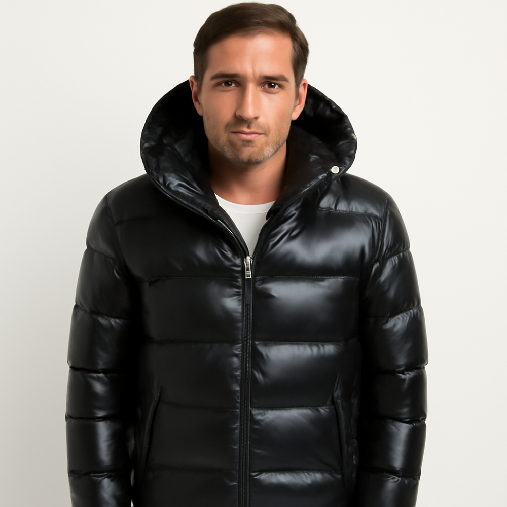 VogeLuxe | Men’s Winter Glossy Hooded Puffer Jacket