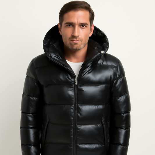 VogeLuxe | Men’s Winter Glossy Hooded Puffer Jacket