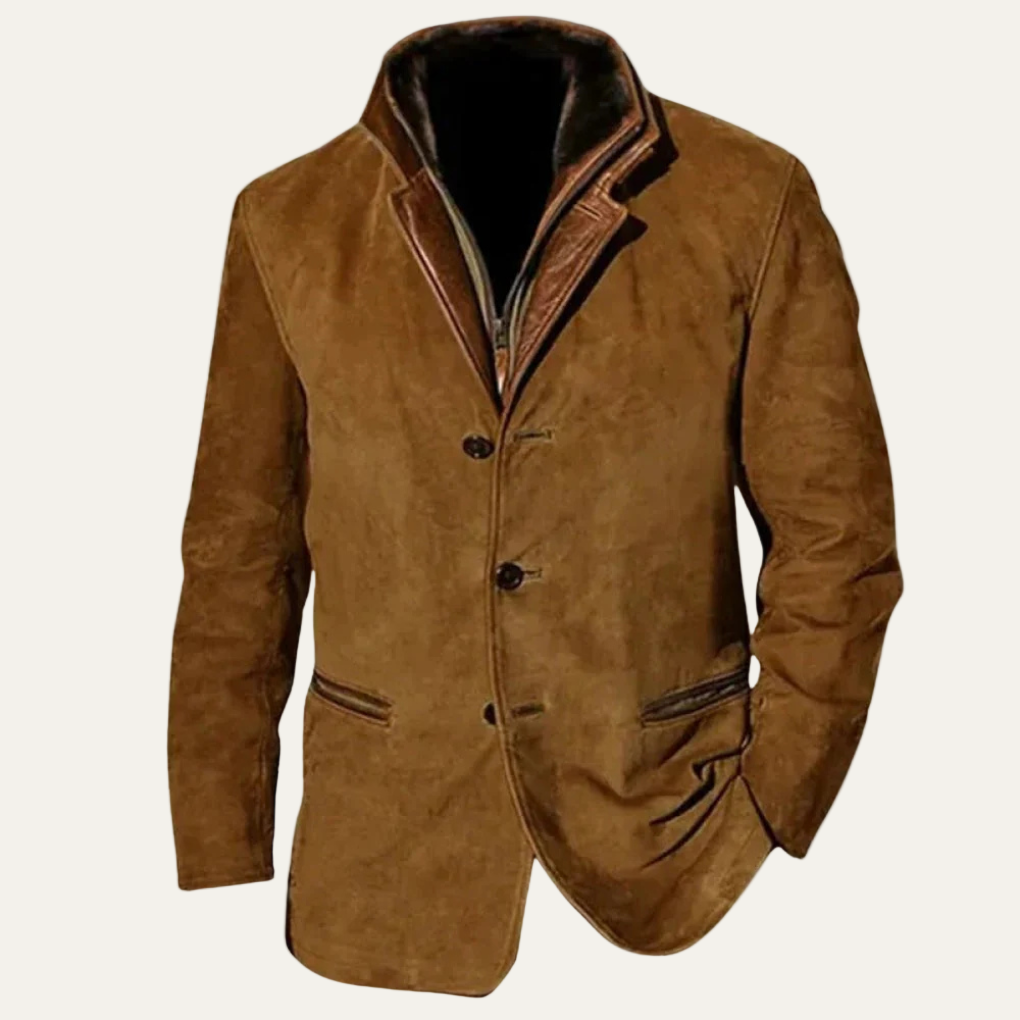 VogeLuxe | Men’s Suede Tailored Blazer with Contrast Collar