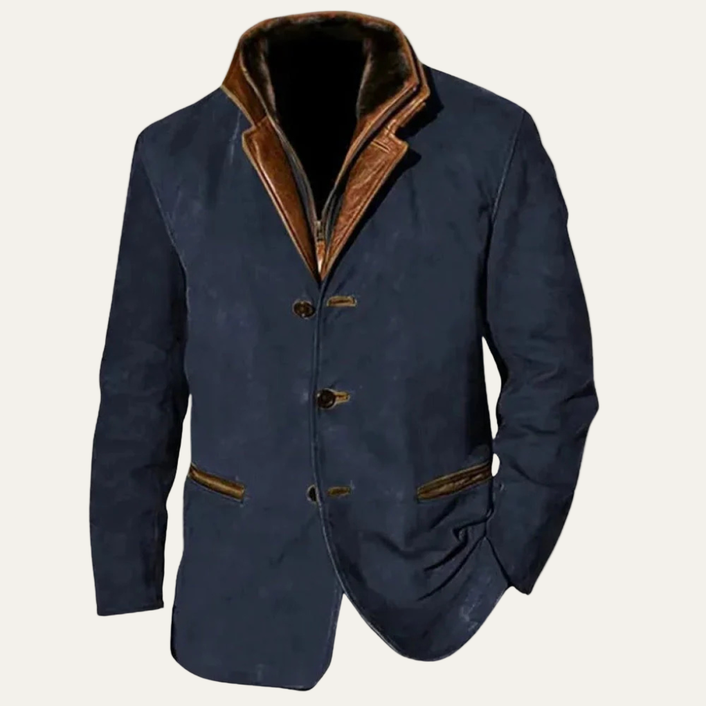 VogeLuxe | Men’s Suede Tailored Blazer with Contrast Collar
