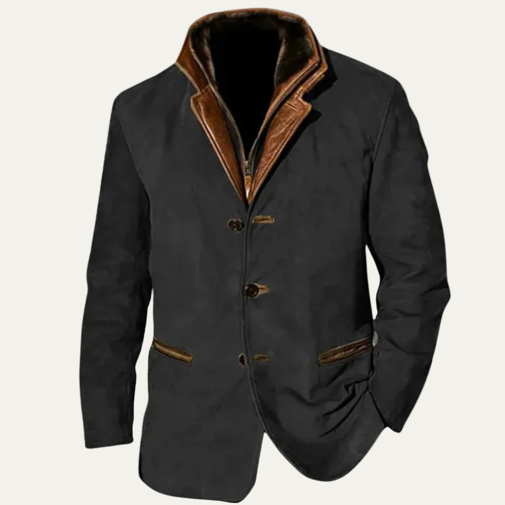 VogeLuxe | Men’s Suede Tailored Blazer with Contrast Collar