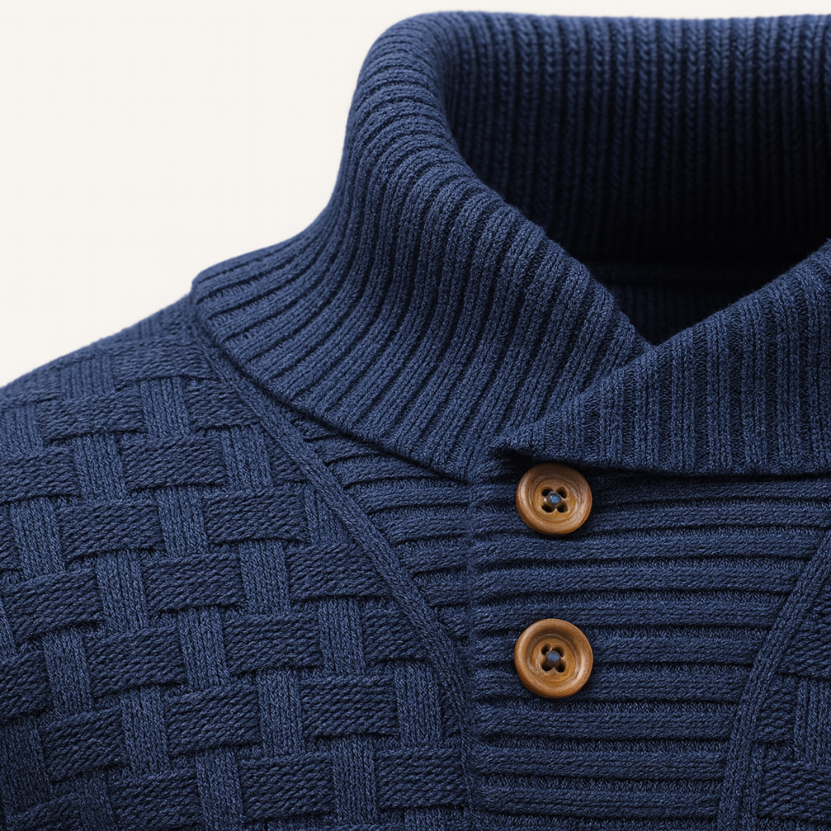 VogeLuxe | Men’s Textured Basketweave Shawl Collar Knit Sweater