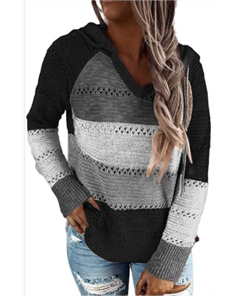 Cozy Women's Winter Knit Hooded Sweater - VogeLuxe