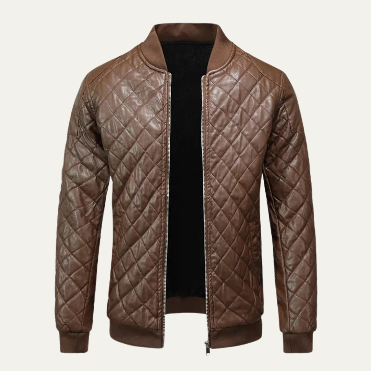 VogeLuxe | Men’s Winter Quilted Faux Leather Bomber Jacket