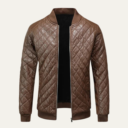 VogeLuxe | Men’s Winter Quilted Faux Leather Bomber Jacket