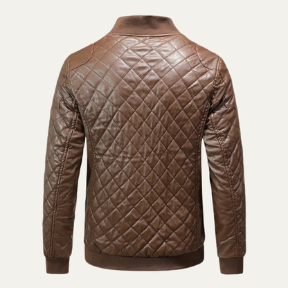 VogeLuxe | Men’s Winter Quilted Faux Leather Bomber Jacket