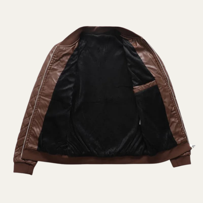 VogeLuxe | Men’s Winter Quilted Faux Leather Bomber Jacket