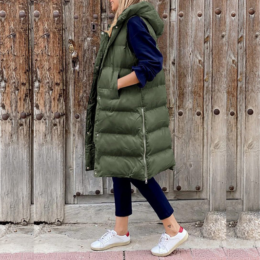 Warm Women's Hooded Puffer Jacket Vest - VogeLuxe