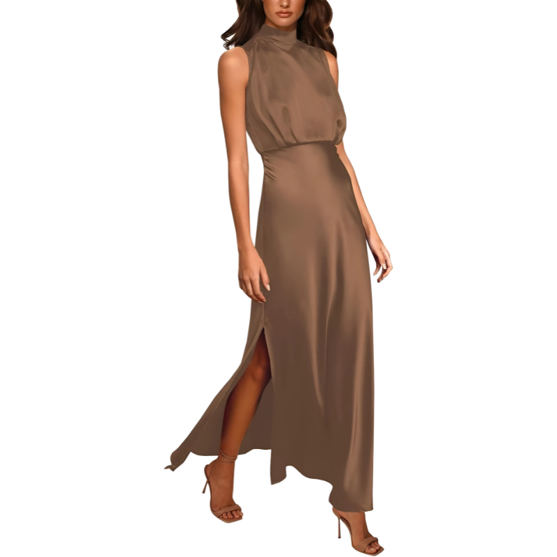 Luxurious Long Silk Evening Gown - BritishElegance