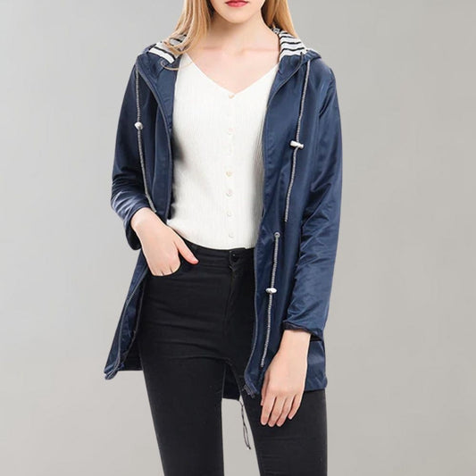 Waterproof Women's Hooded Raincoat - VogeLuxe
