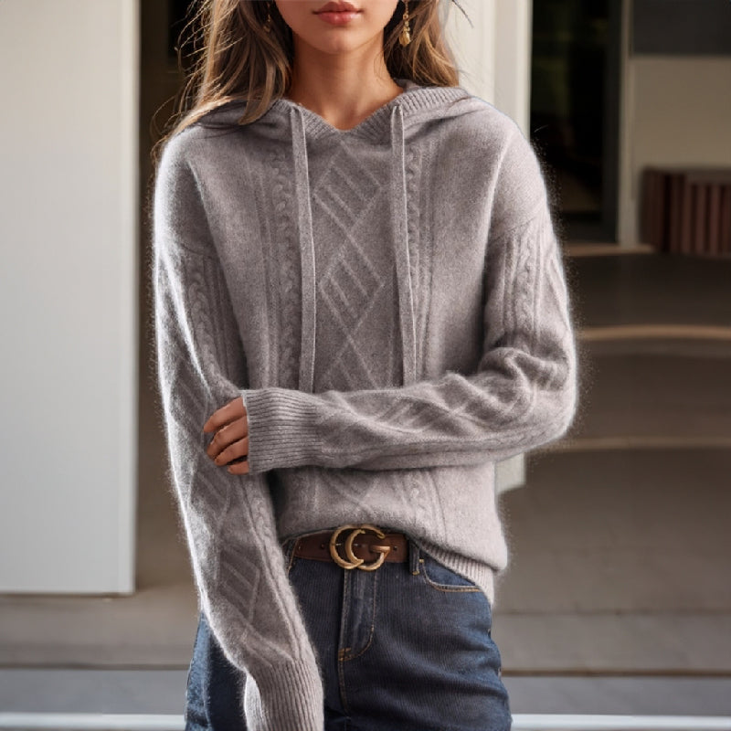 Warm Cable Knit Women's Hoodie Sweater