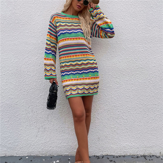 Comfortable Lightweight Long Sleeve Mini Dress for Women