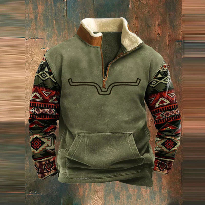 Warm Men's Quarter Zip Fleece Pullover Sweatshirt - VogeLuxe