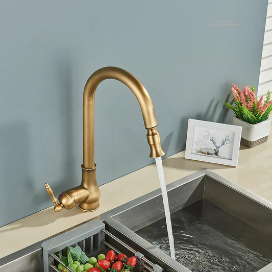 Classic Brass Kitchen Sink Faucet Mixer Tap - VogeLuxe