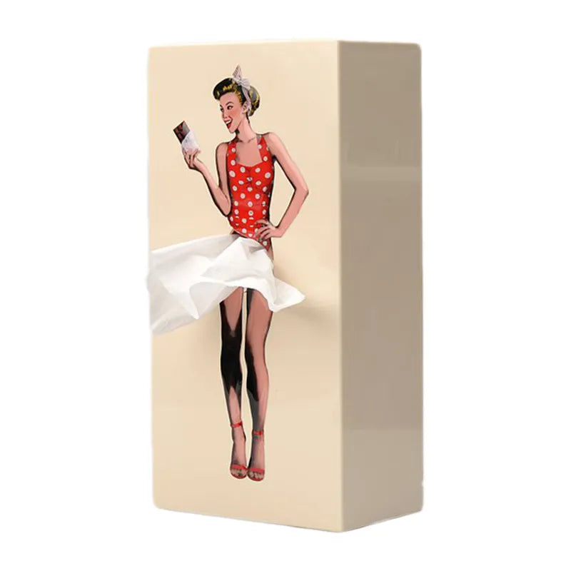 Rustic Wooden Tissue Box with Floral Patterns - VogeLuxe