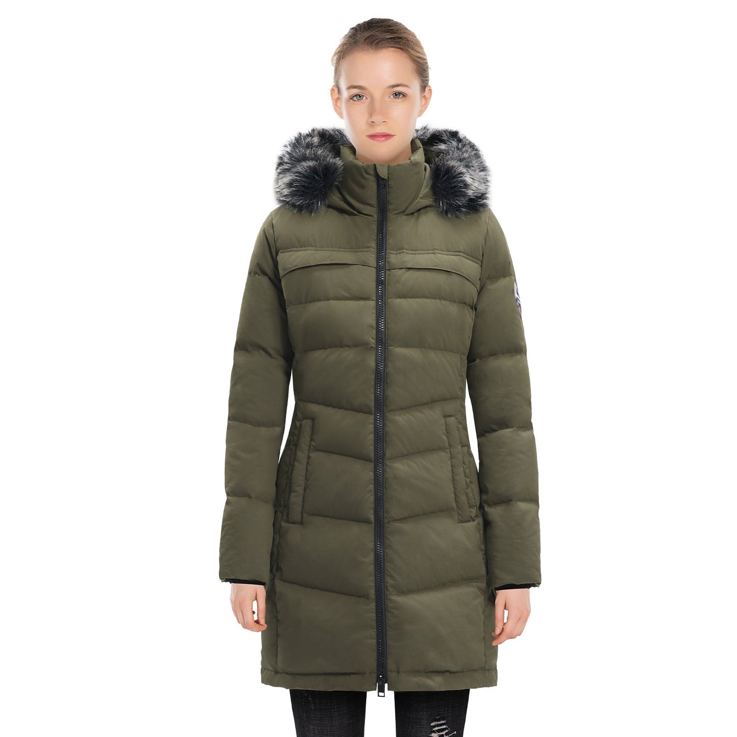 Ladies Thermal Parka Coat with Faux Fur Hood - VogeLuxe