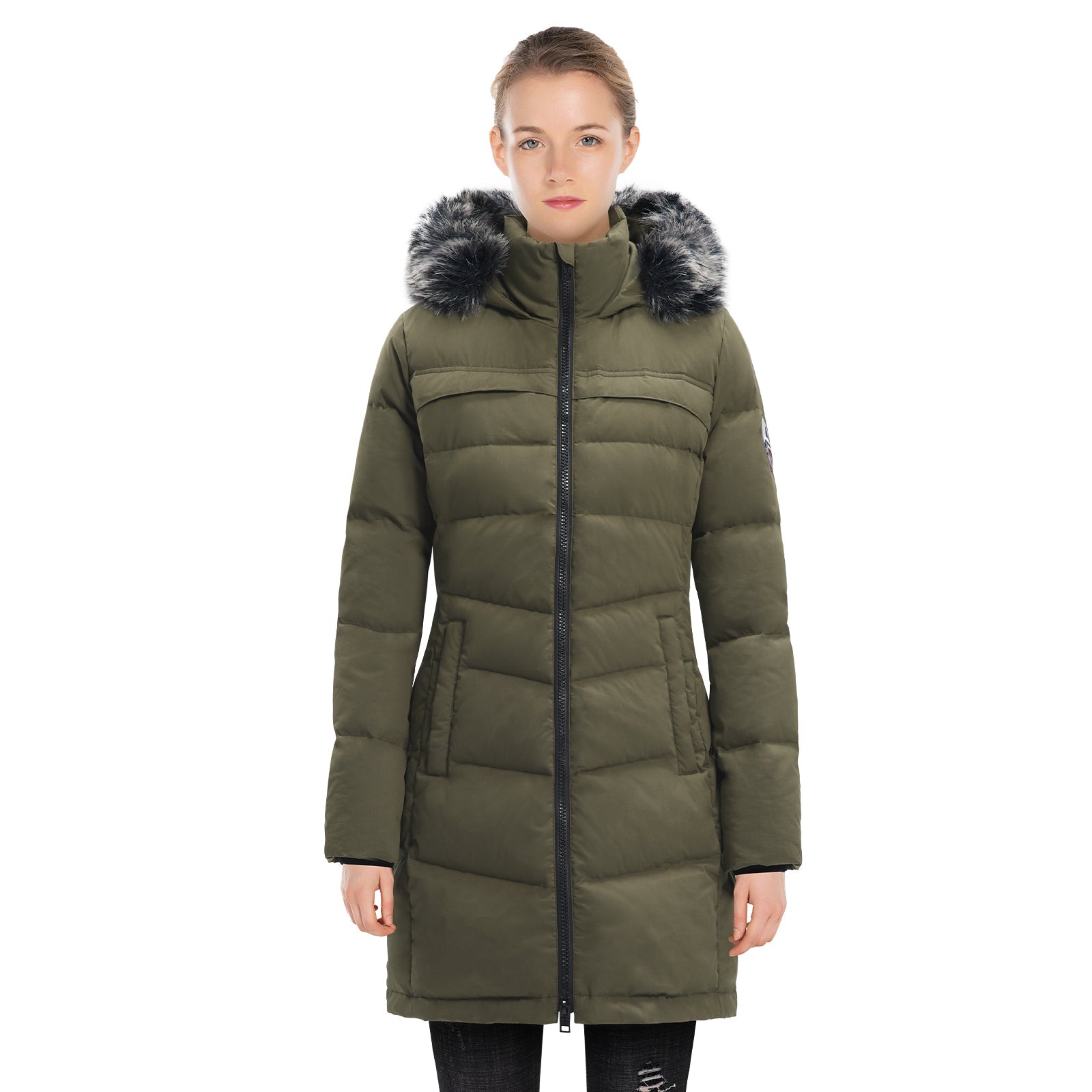 Ladies Thermal Parka Coat with Faux Fur Hood - VogeLuxe
