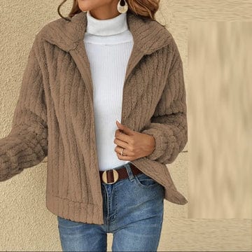Warm Ribbed Winter Jacket for Women