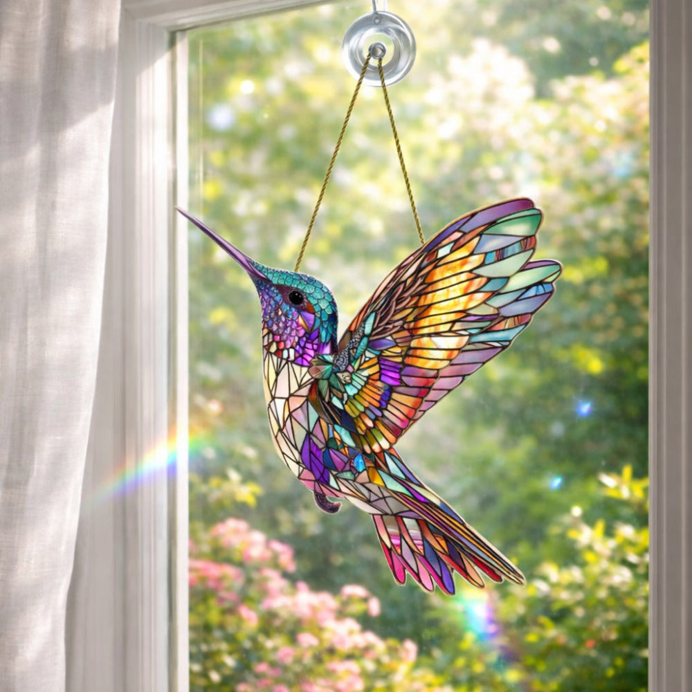 Colorful Glass Hummingbird Window Hanging Decoration