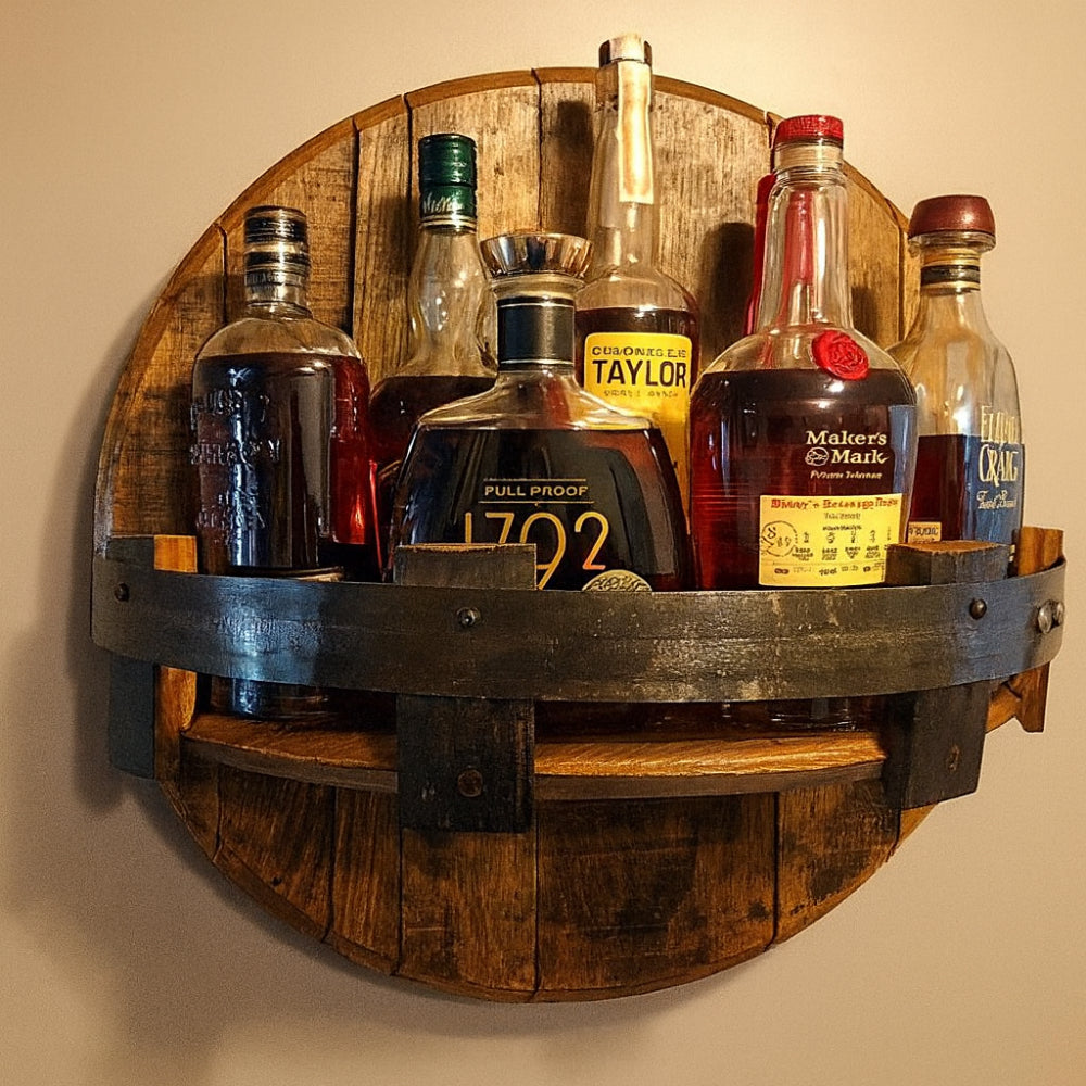 Rustic Wooden Round Wall Shelf Storage Unit - VogeLuxe