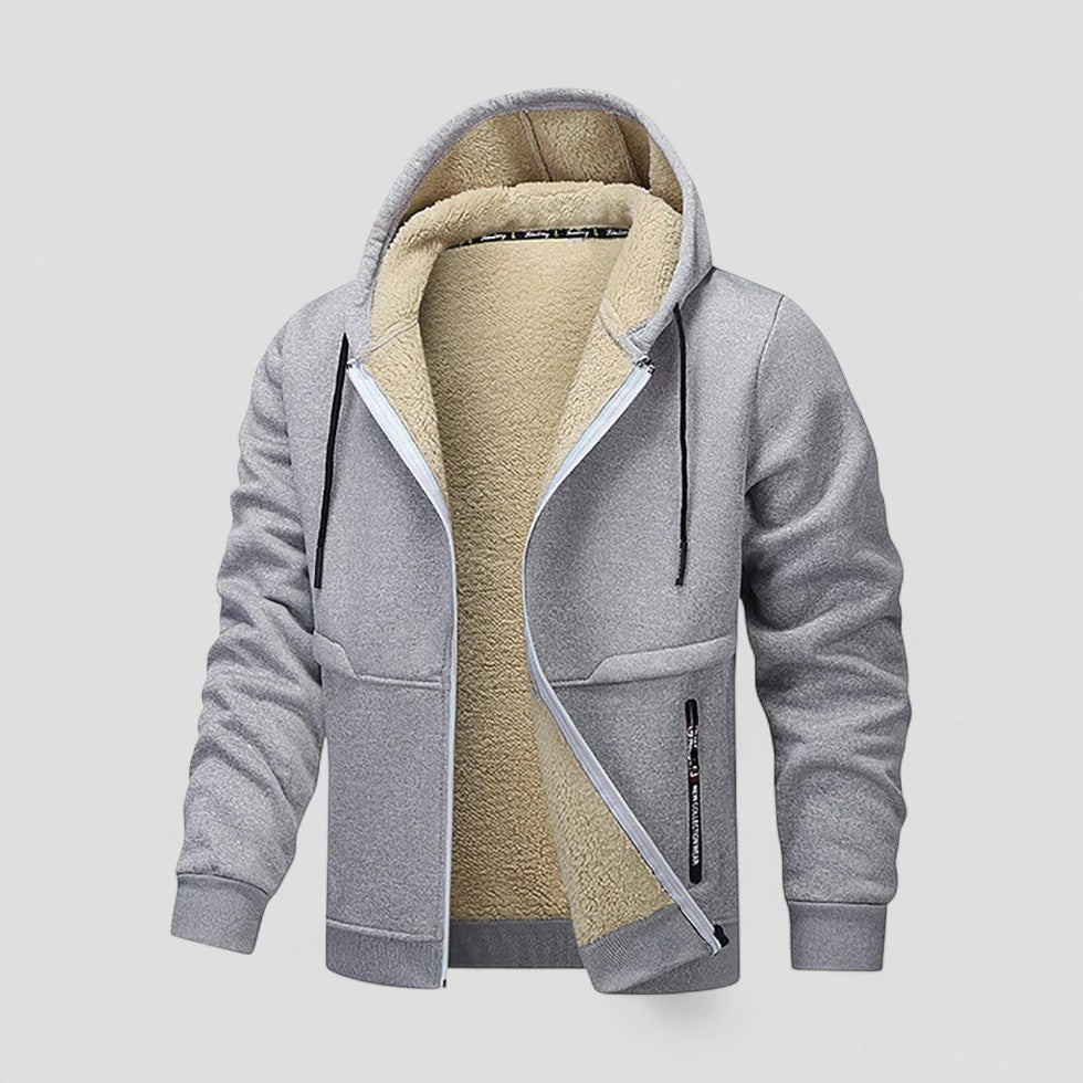 VogeLuxe | Men’s Sherpa-Lined Hooded Zip Jacket