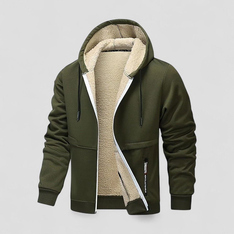 VogeLuxe | Men’s Sherpa-Lined Hooded Zip Jacket